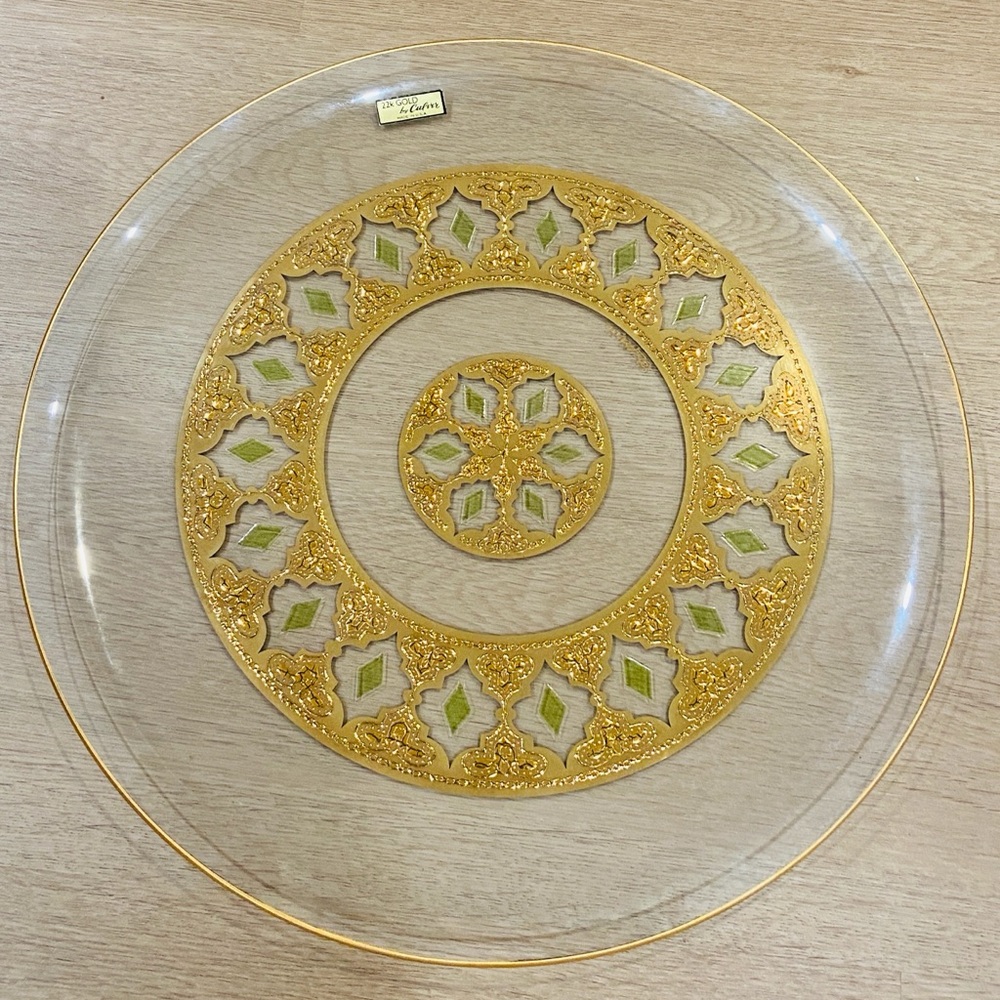 Culver 22K gold Valencia Design Clear Glass Charger Plate